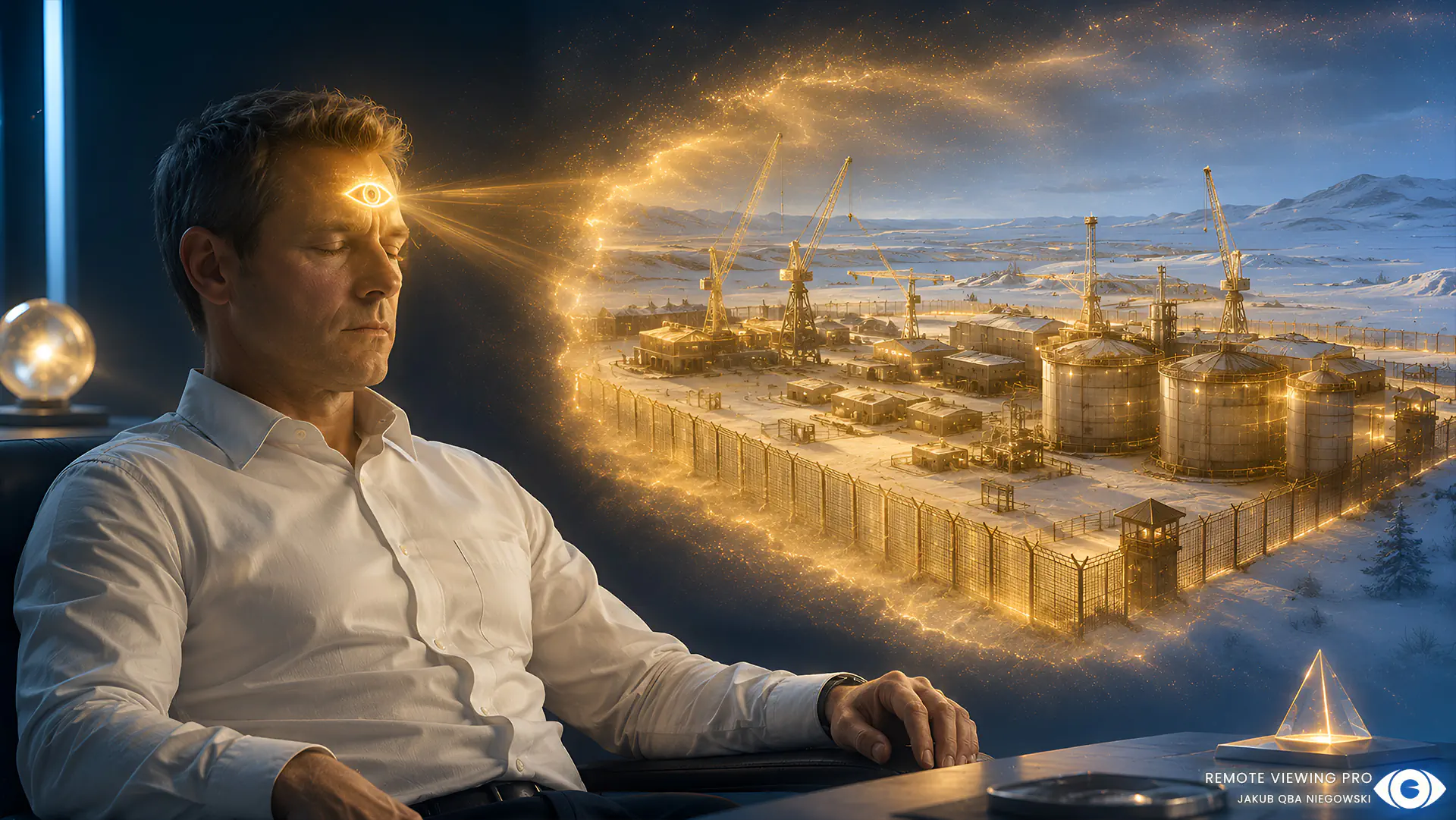 Illustration of psychic Pat Price viewing a secret Soviet base