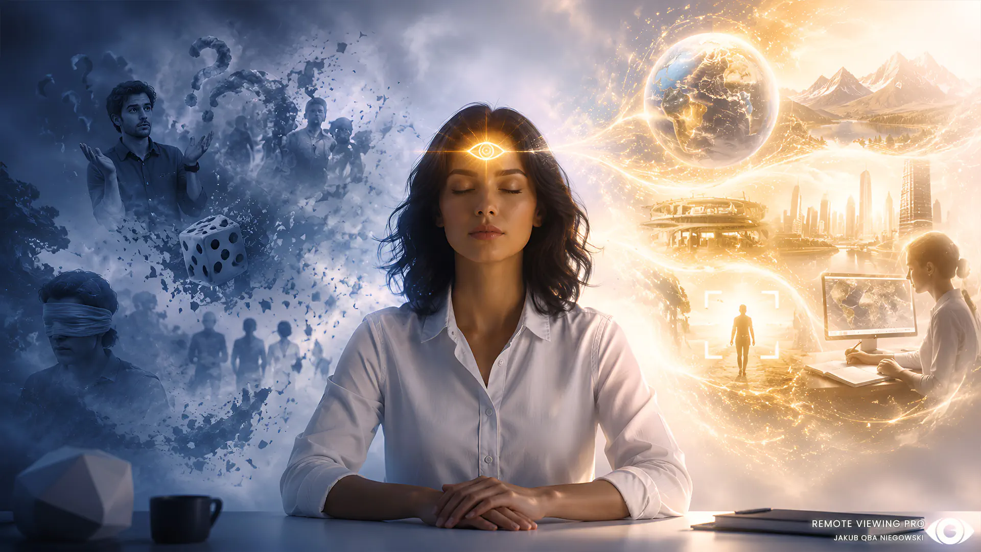 Illustration debunking common remote viewing myths and misconceptions